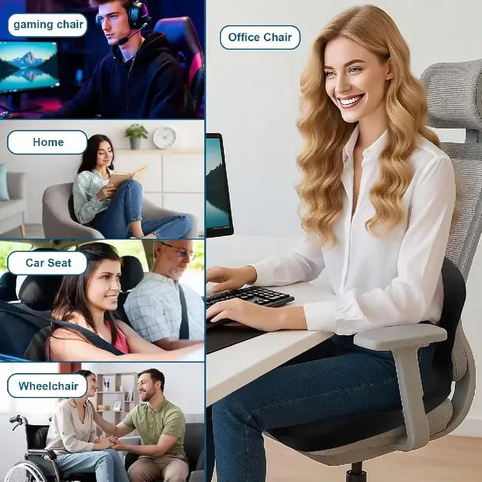 Coussin de siège ergonomique en mousse à mémoire de forme pour chaise de bureau avec support dorsal pour soulager le