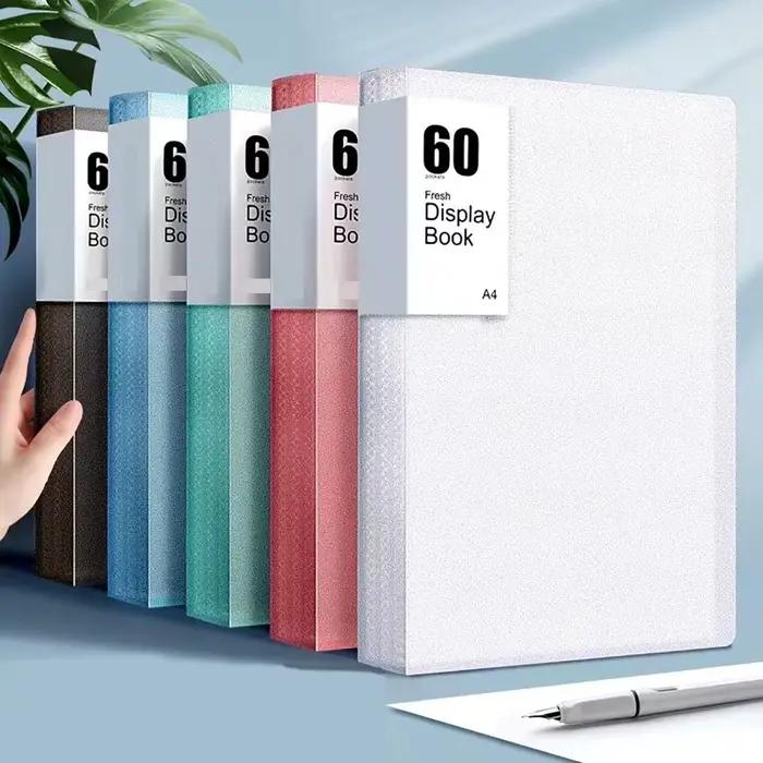 Classeur de rangement A4 60 pages - Durable et élégant avec panneaux transparents - Collection de couleurs Morandi - Organisé et peu encombrant