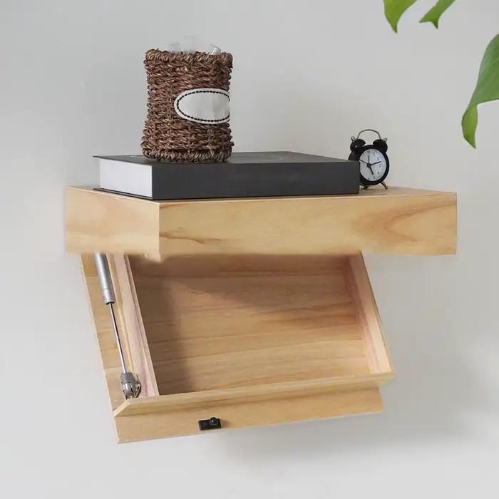 Etagère Flottante Homyl en Bois Rustique avec Compartiment Secret pour Salon Bureau Chambre Salle de Bain Occasions Spéciales