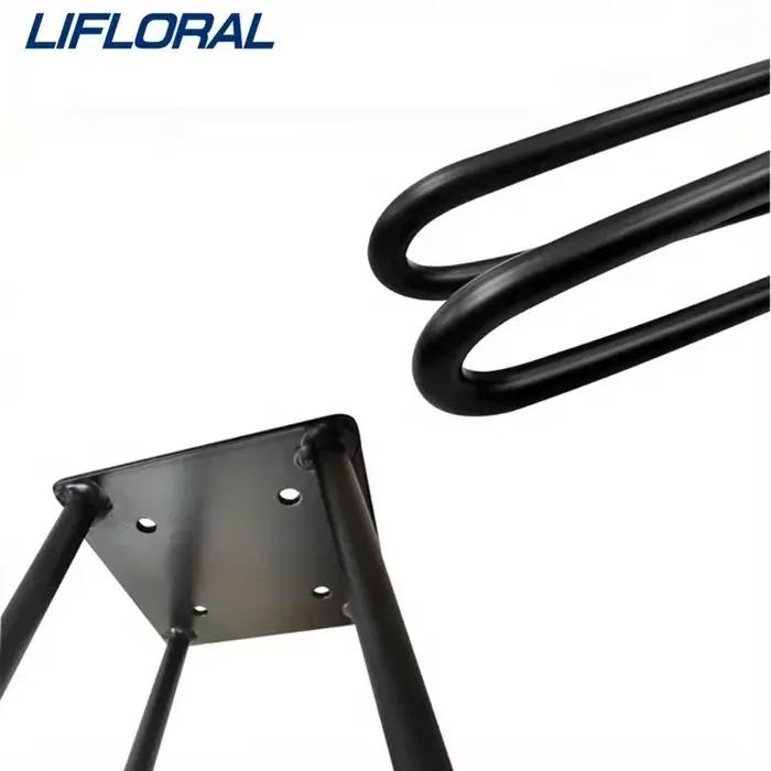 1 ensemble/2 pièces de pieds de meuble pliables en métal de 50 cm avec patins en caoutchouc pour tables basses