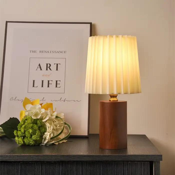 Rétro plissé en bois LED lampe de bureau USB 3W pour salon maison chambre chevet atmosphère LED veilleuse décoration
