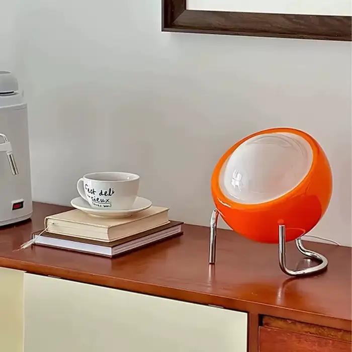 Lampe de table Bauhaus médiévale en verre LED rétro, lumière de nuit pour chambre à coucher, chevet, salon, bureau, décoration intérieure, bureau à domicile.