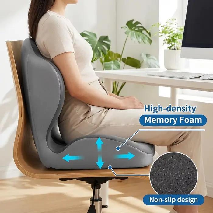 Coussin de siège ergonomique en mousse à mémoire de forme haute densité pour soulager les douleurs dorsales avec