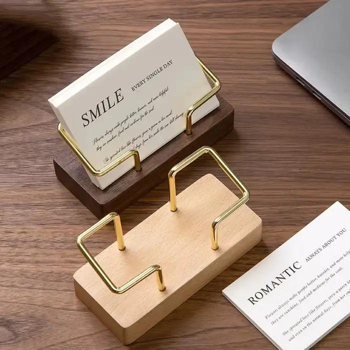 Organisateur de cartes de visite en bois pour bureau