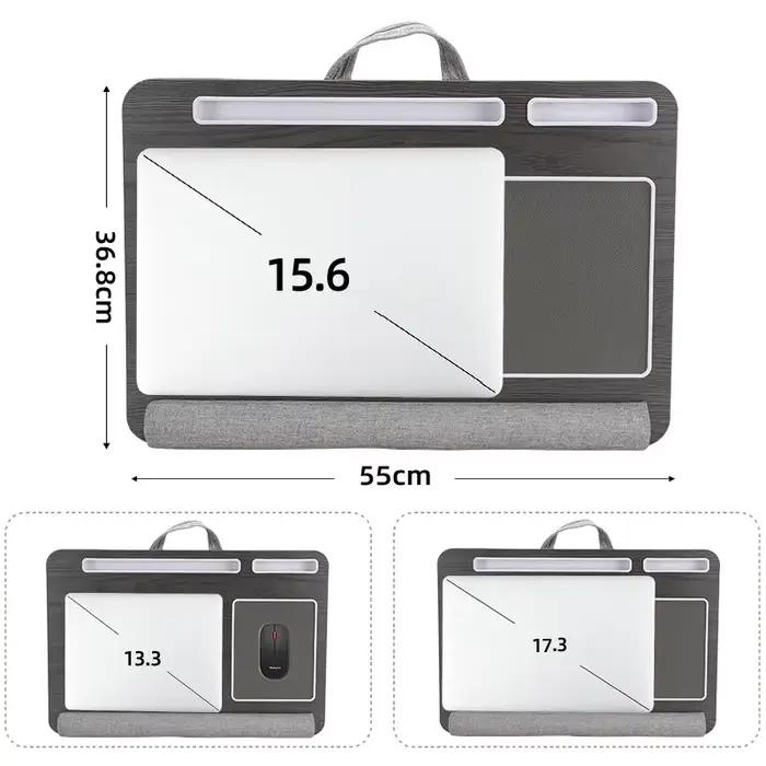 Table de bureau multifonctionnelle pour ordinateur portable avec double rainure antidérapante intégrée et tapis de