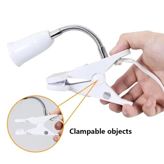 Lampe à pince E27 à col flexible avec interrupteur marche/arrêt
