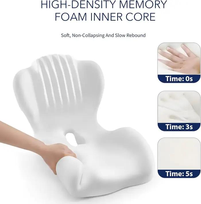 Coussin de siège ergonomique en mousse à mémoire de forme pour chaise de bureau avec support dorsal pour soulager le