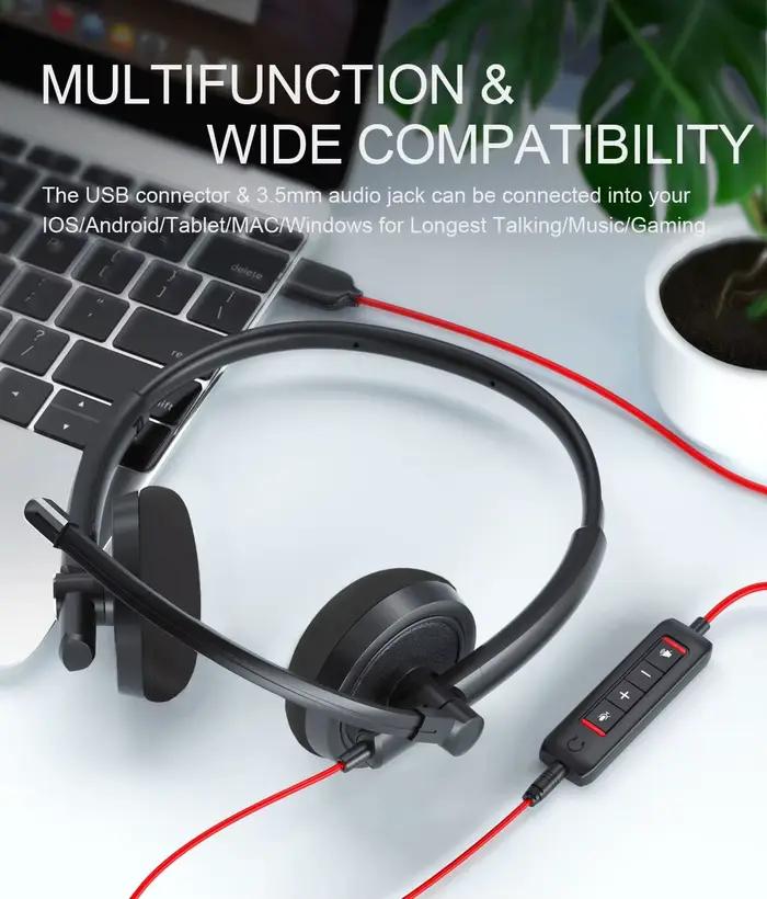HROEENOI WRHW03N Centre d'appels USB casque filaire voix claire suppression du bruit