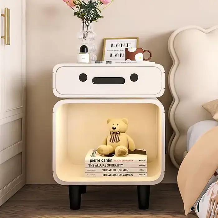 Table de nuit tendance en blanc ou rouge pour chambre à coucher minimaliste et kawaii avec rangement de luxe et design moderne pour femmes et hommes occasions spéciales-decoration-chambre-moderne-luxe-minimalisme-kawaii