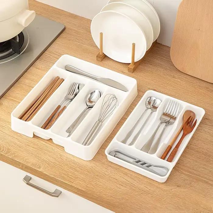 Boîte de rangement classique pour ustensiles de cuisine plateau de rangement avec compartiments réglables pour couteaux fourchettes baguettes vaisselle rangement efficace pour tiroirs de cuisine
