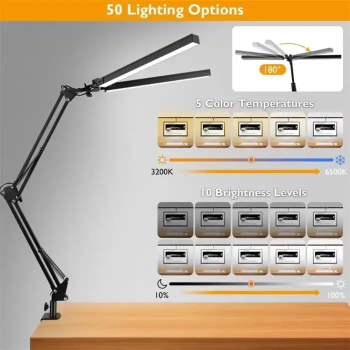 Lampe de bureau à double tête LED