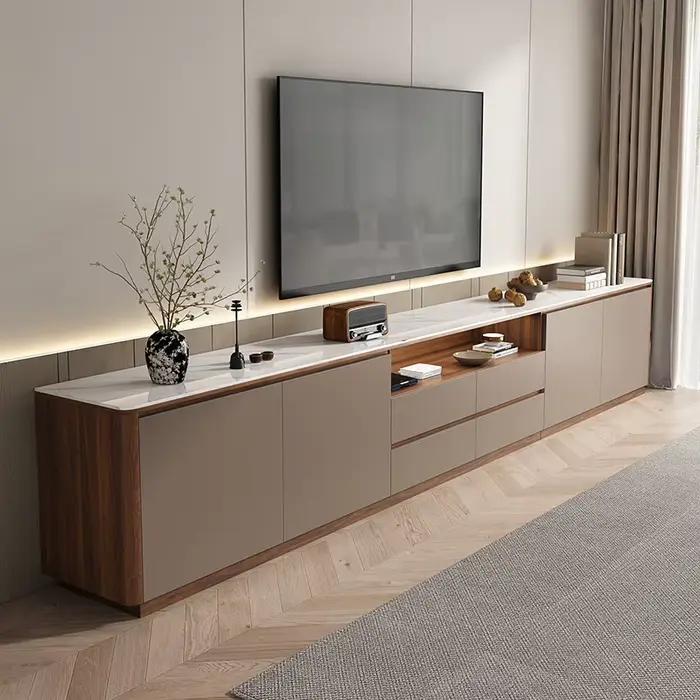 Meuble TV moderne cadre blanc grand tiroir rangement divertissement salon style contemporain fonctionnel pour femmes occasions spéciales