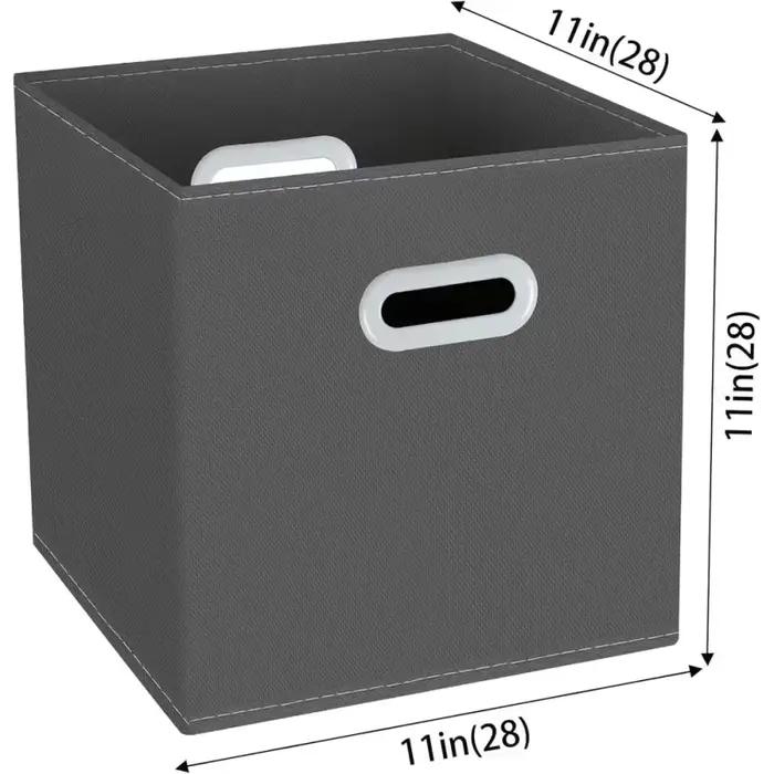 Bacs de rangement cubes, organisateur en tissu avec poignée, bacs cubes pliables ou rangements en tissu, 11x11x11, lot de 3, gris