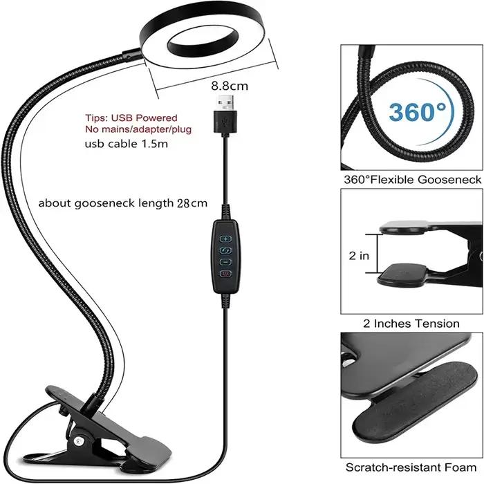 Lampe de lecture super-cheese moderne avec 3 modes d'éclairage et 10 niveaux de gradation pour bureau et lit adapté à diverses occasions et espaces de travail