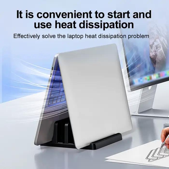 Support vertical pour ordinateur portable en ABS, permettant de gagner de la place sur le bureau, facile à placer, accessoires informatiques, largeur réglable, rangement pour bureau