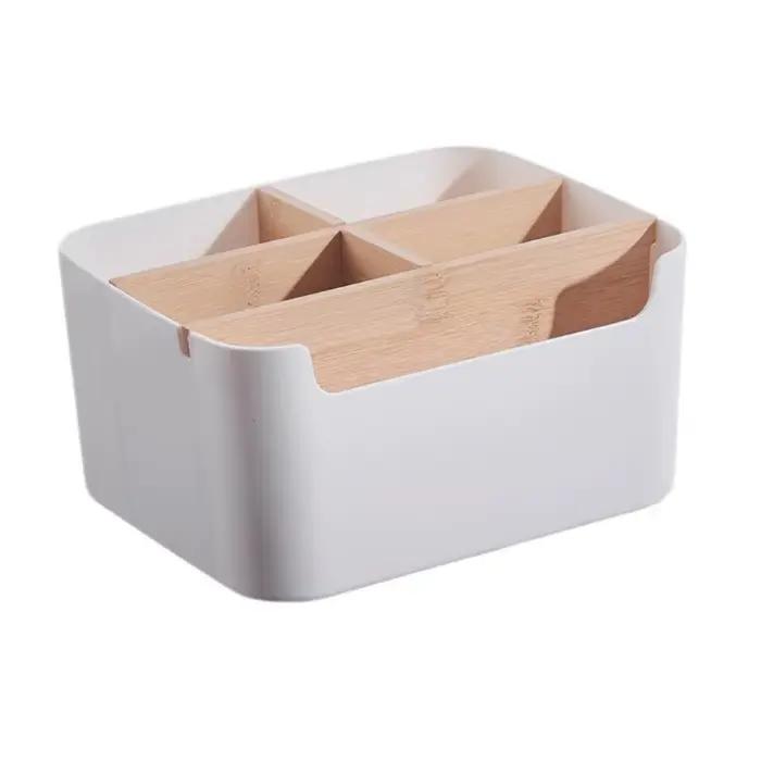 Organisateurs bureau en bois porte-stylo avec 5 compartiments