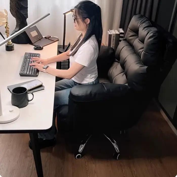 Fauteuil de bureau ergonomique en cuir, inclinable, moderne, pour chambre à coucher, fauteuil de relaxation, chaise de bureau, chaise de jeu, Silla Oficina, mobilier de maison