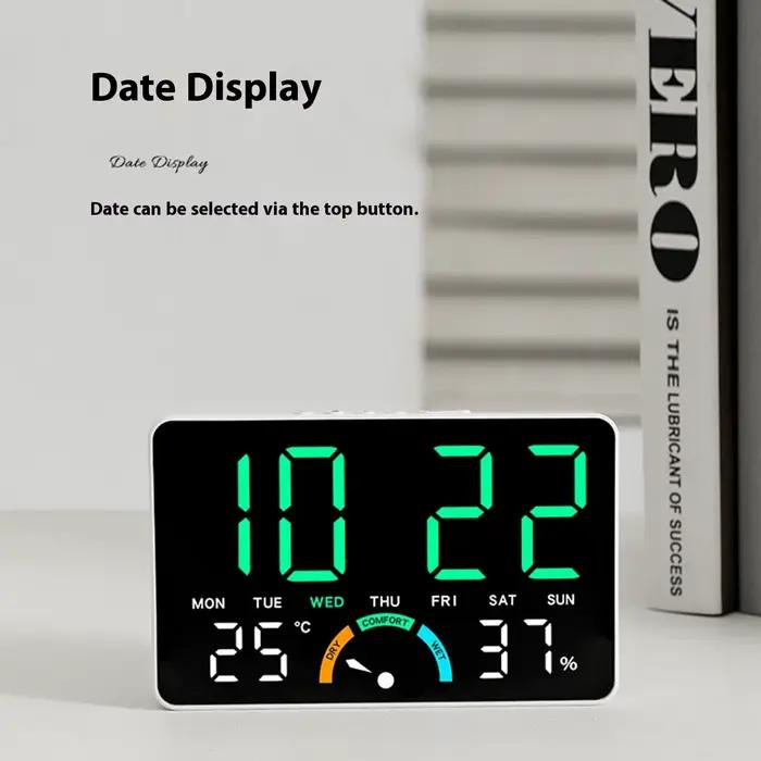 Horloge numérique minimaliste avec moniteur de température et d'humidité