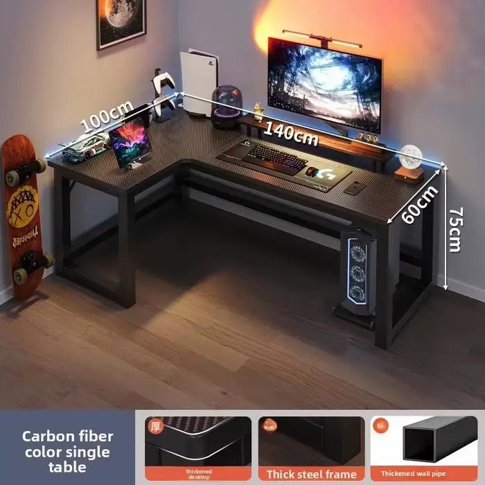 Bureau RK126 en métal forme en L modern minimalisme pour bureau d'ordinateur étudiants professionnels gamers