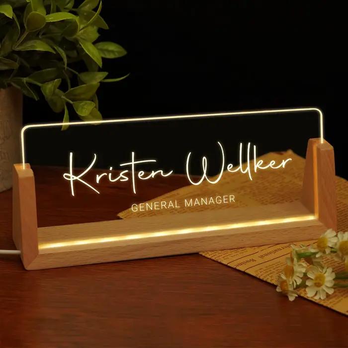 Plaque acrylique personnalisée avec nom de bureau lumineux