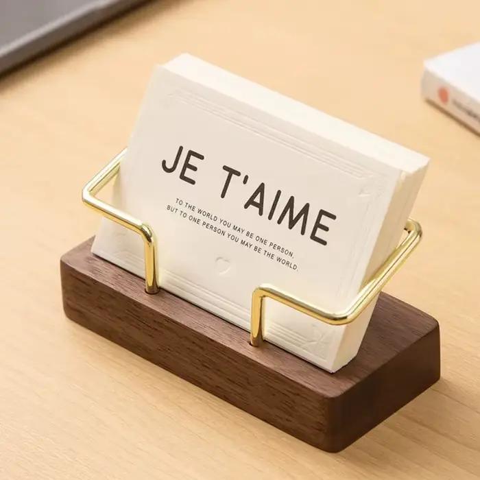 Organisateur de cartes de visite en bois pour bureau