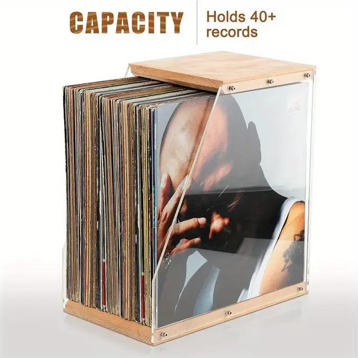 Support pour disques vinyles en bois et acrylique - Étagère de rangement de bureau