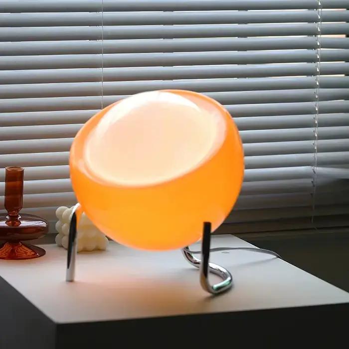 Lampe de table Bauhaus médiévale en verre LED rétro, lumière de nuit pour chambre à coucher, chevet, salon, bureau, décoration intérieure, bureau à domicile.