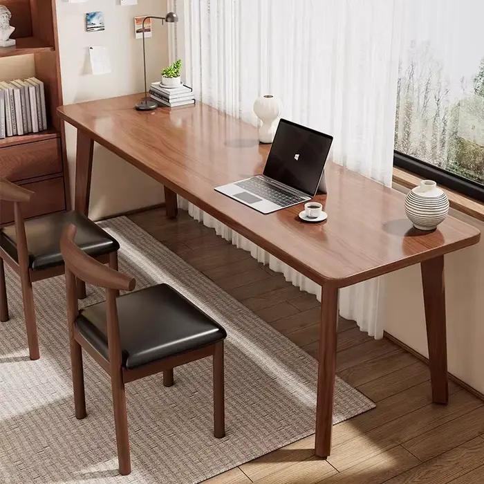Bureau double avec pieds en bois massif