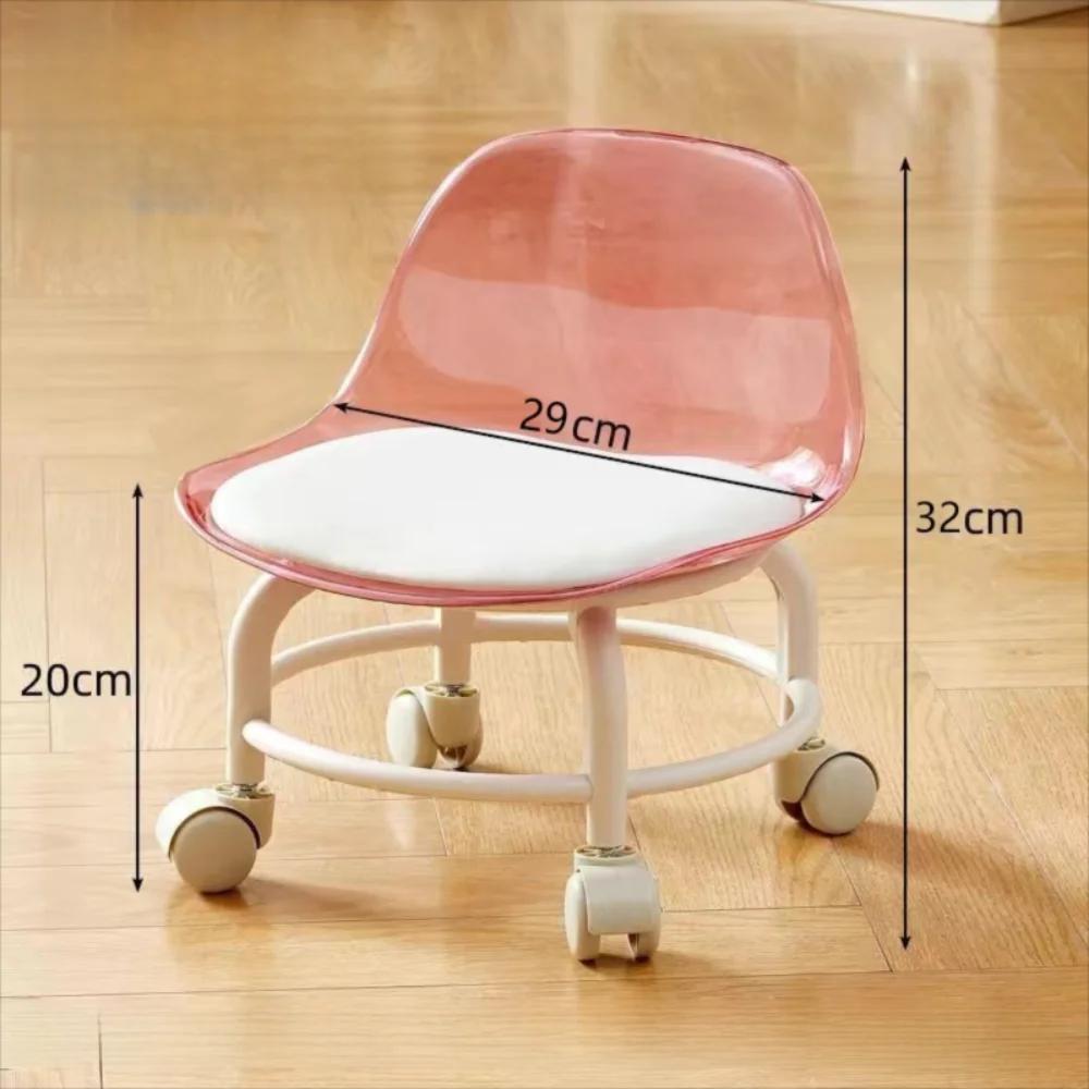 Nouveau Tabouret Transparent Compact avec Roulettes Universelles, Chaise Basse Silencieuse Multifonc
