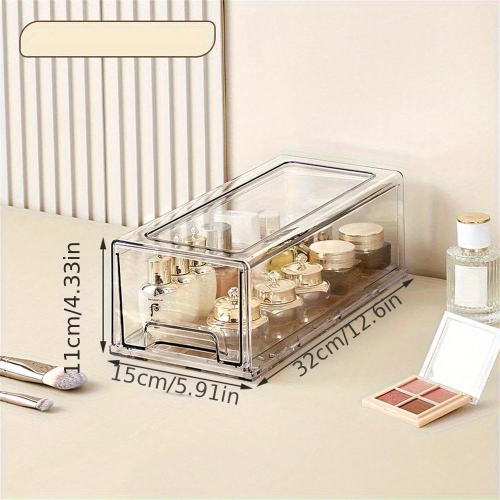 Lot de 1 tiroirs de rangement en plastique, tiroirs de rangement empilables transparents, grands bac