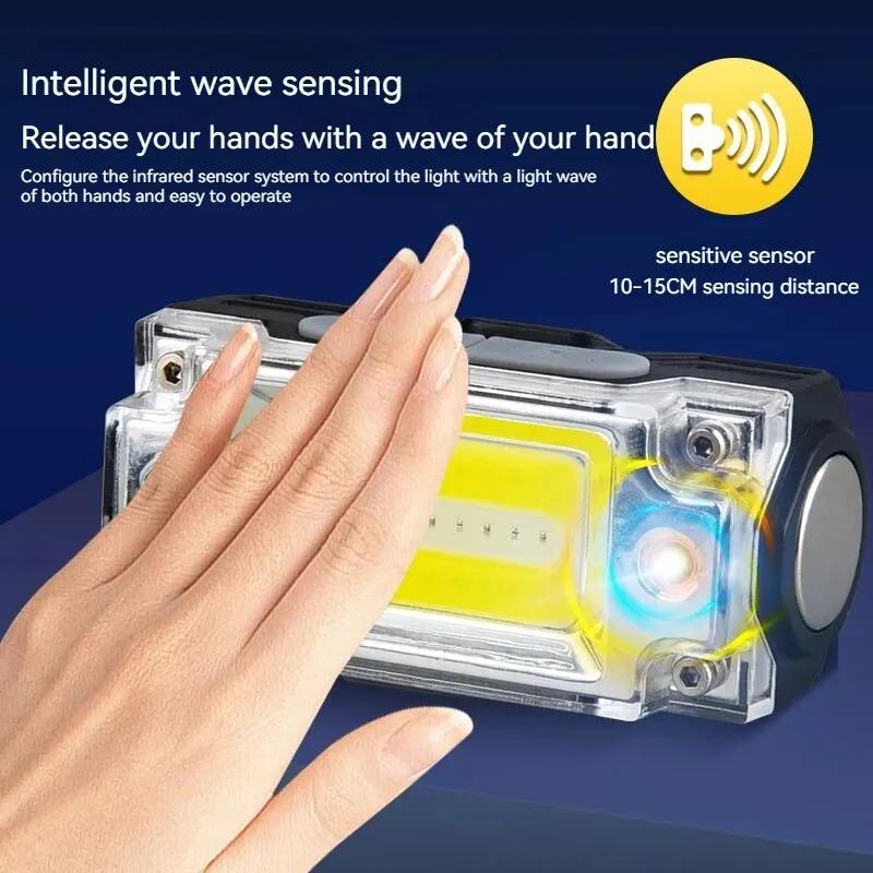 Mini lampe de sauna COB pour touristes, lampe de poche à capteur, 5 modes d'éclairage, camping en pl