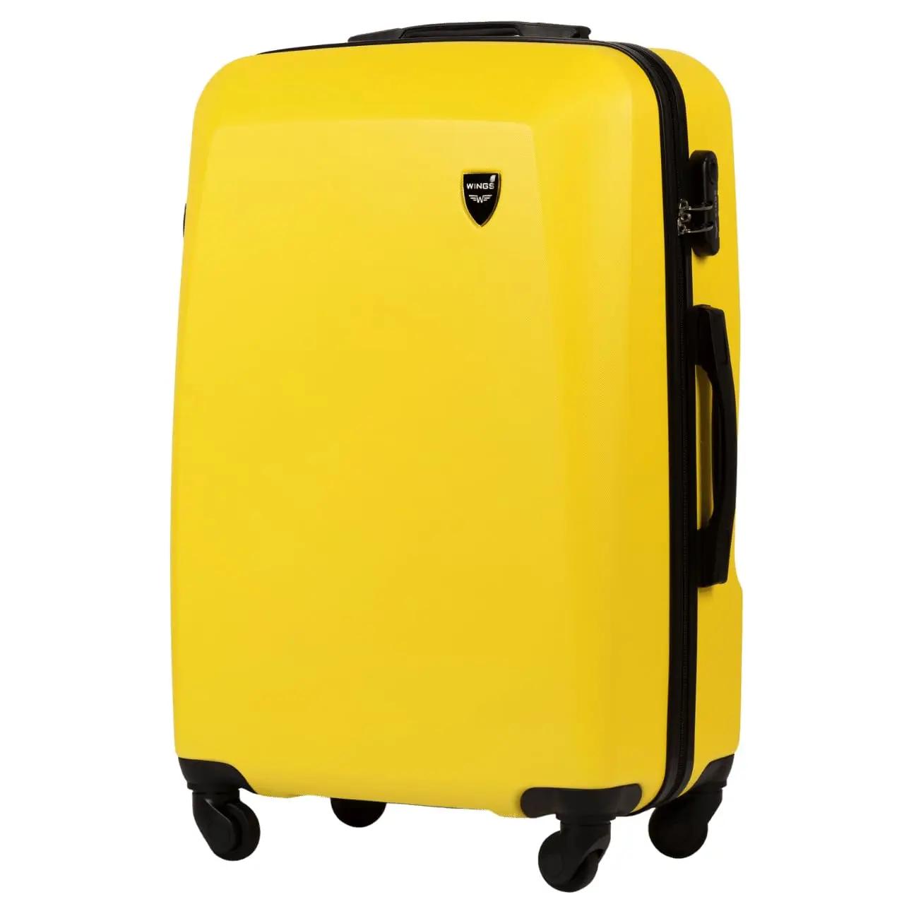 Lot de 4 roulettes WINGS PLOVER jaunes en ABS + (L/M/S/XS) rigides à 4 roues 360° ° Serrure à comb