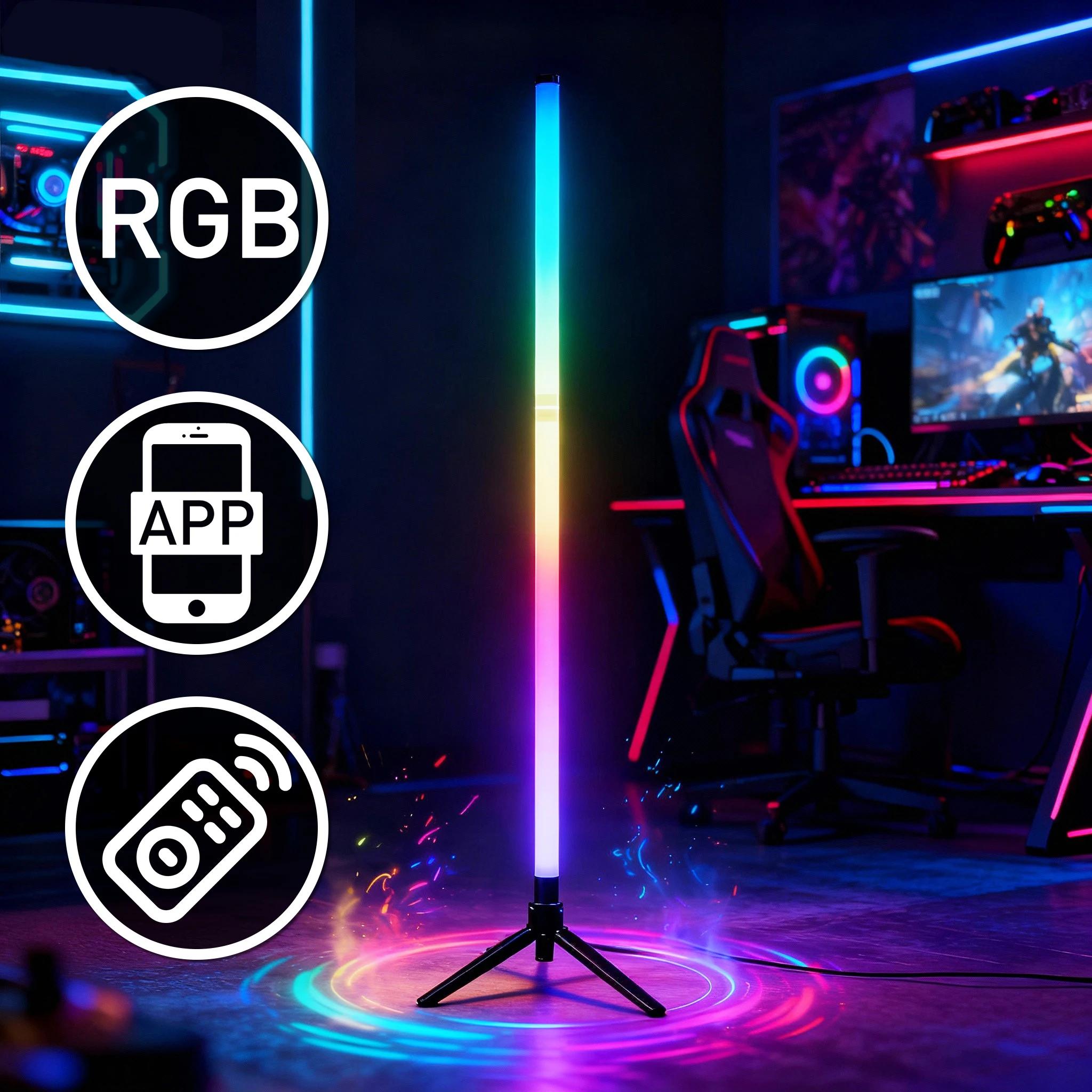 Lampe d'ambiance LED RGB pour jeux vidéo, télécommande, application, bureau, table, chambre, salon, couloir, lumière colorée