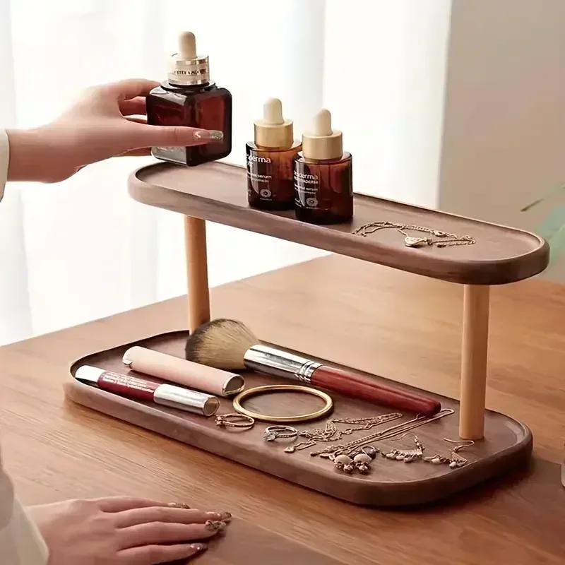 Étagère de rangement en bois à 2 niveaux