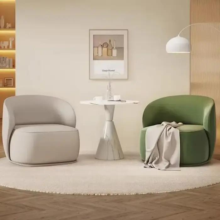 Chaise d'appoint en cuir PU, chaise de Club ronde moderne, fauteuil baril rembourré, canapé simple p
