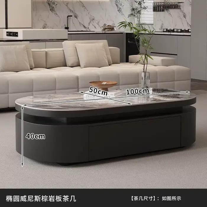 Table basse de luxe avec tiroirs, organisateur moderne pour salon, table d'appoint de rangement desi