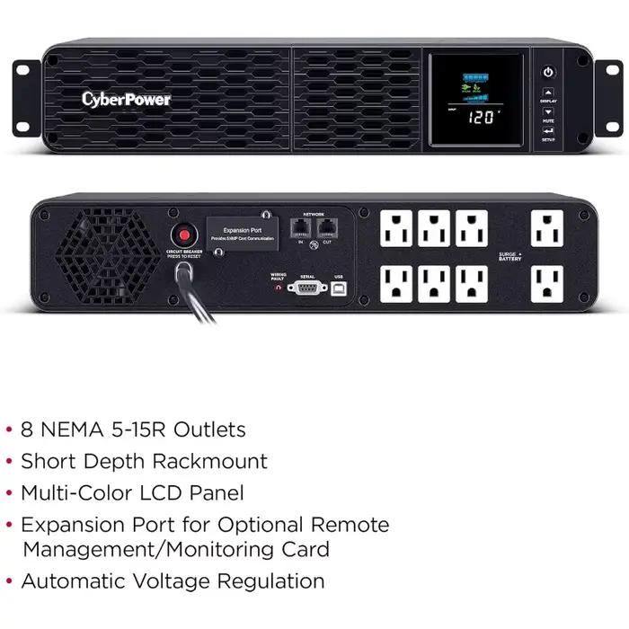 CPbloody-Système UPS Sinewave PFCRM2U PDavid, VA/1000W, 8 Prises, AVR, Profondeur Courte 2U Rack16:U