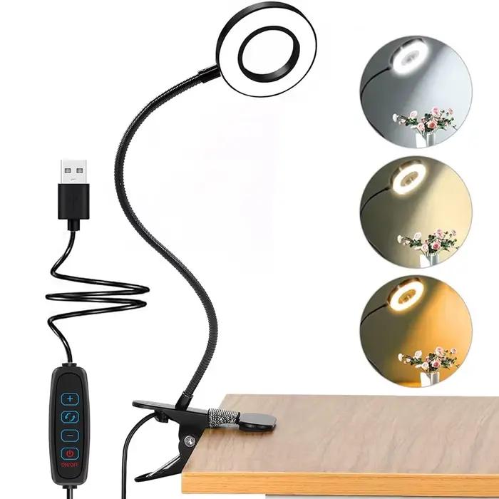 48 LED lampe de bureau Clip USB livre lumière chevet 360 ° Protection oculaire flexible, lampe de