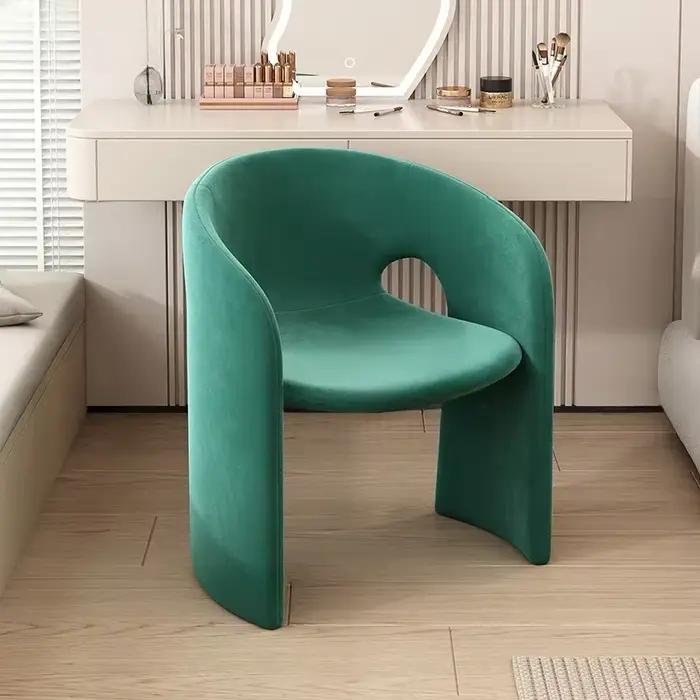 Tabouret de maquillage léger de luxe avec dossier de chambre à coucher, chaise de coiffeuse haut de