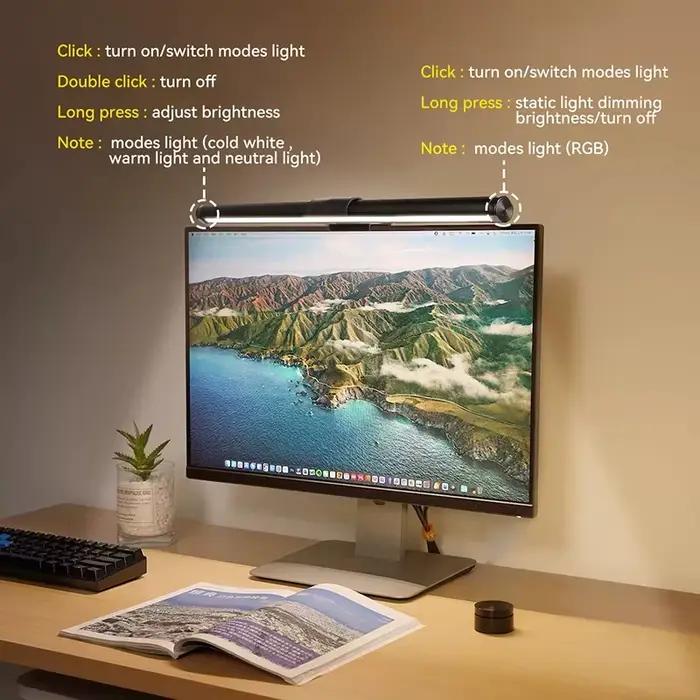Lampes de bureau Led à gradation continue pour moniteur d'ordinateur, barre lumineuse de lecture USB