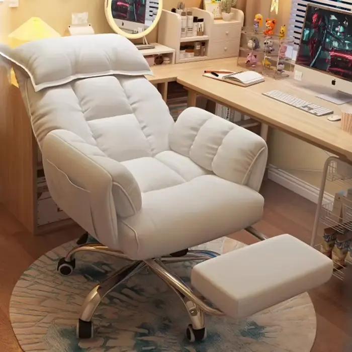 Fauteuil de bureau inclinable pour gaming avec repose-pieds, support lombaire réglable, pivotant, à
