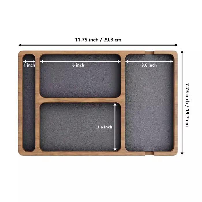 Boîte de rangement de bureau en bois massif avec compartiments, pour téléphone portable, écouteurs e