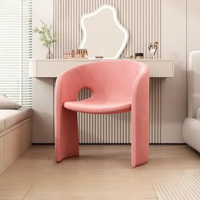 Tabouret de maquillage léger de luxe avec dossier de chambre à coucher, chaise de coiffeuse haut de