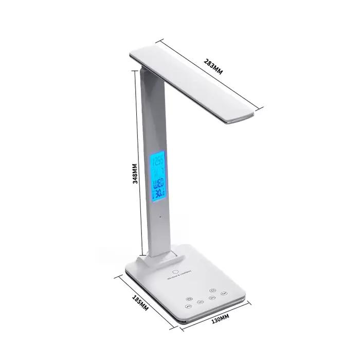 Lampe de bureau LED avec chargeur sans fil et port USB enfichable, veilleuse tactile à intensité var