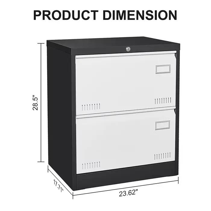 2 MELMetal-Classeur latéral avec serrure, armoire verticale de bureau pour le bureau à domicile/léga