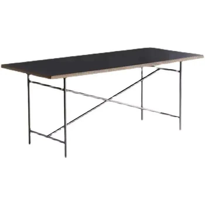 Table de conférence rectangulaire en bois massif, pied en acier inoxydable, bureau de bureau, table