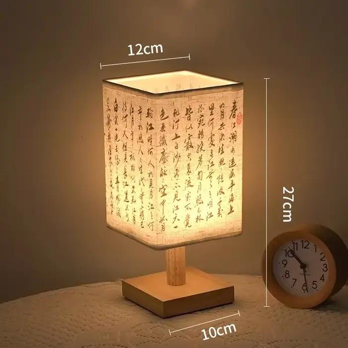 LED décoration lampes de Table Simple Dimmable prise veilleuse tissu abat-jour carré chambre Style c