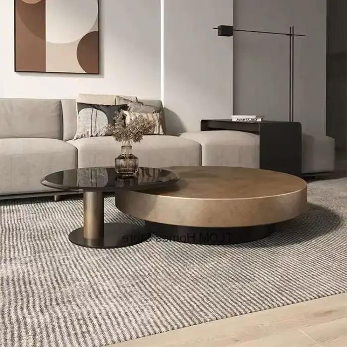 Tables basses design en acier inoxydable, Table à thé ronde de luxe européenne, meubles de salon, Ta