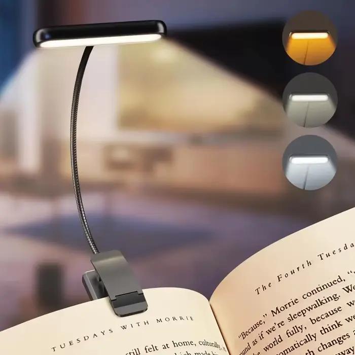Lampe de lecture LED pour livre, lumière de lecture, protection des yeux, clip-on, rechargeable par