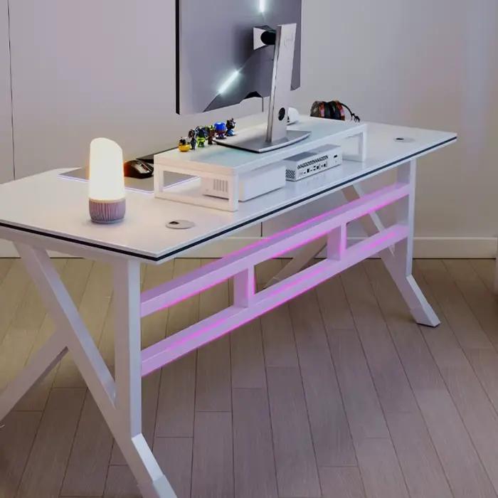 Bureau d'ordinateur de jeu de diffusion Web, bureau à domicile, table ergonomique, chambre à coucher
